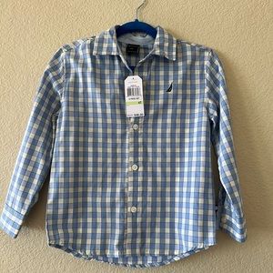 Boys Blue check button down shirt size 4